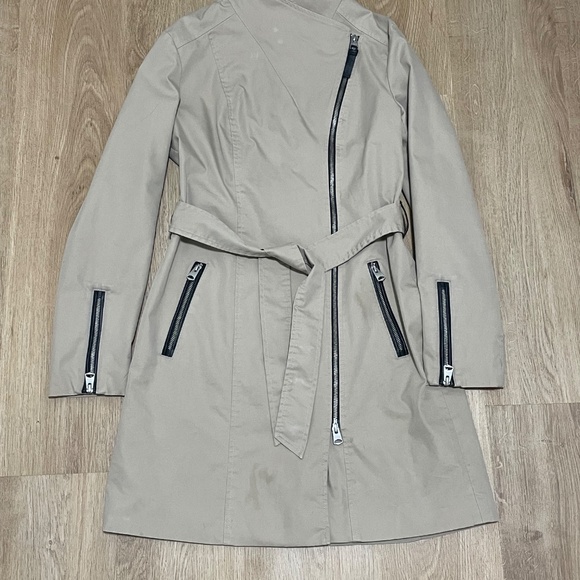 Mackage Estela Belted Trench Coat W/ Contrast Zippers In Sand - Picture 6 of 15
